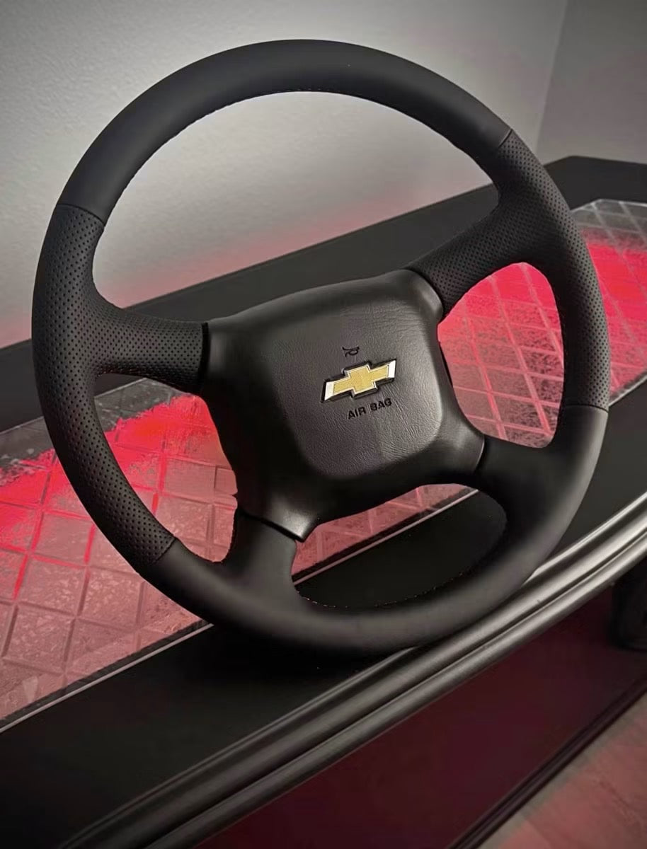 Custom Reupholstered Steering Wheel - Black (w/ Airbag)