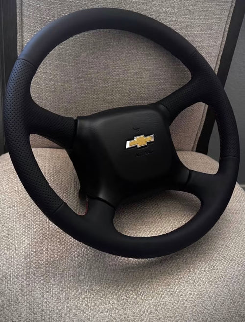 Custom Reupholstered Steering Wheel - Black (w/ Airbag)
